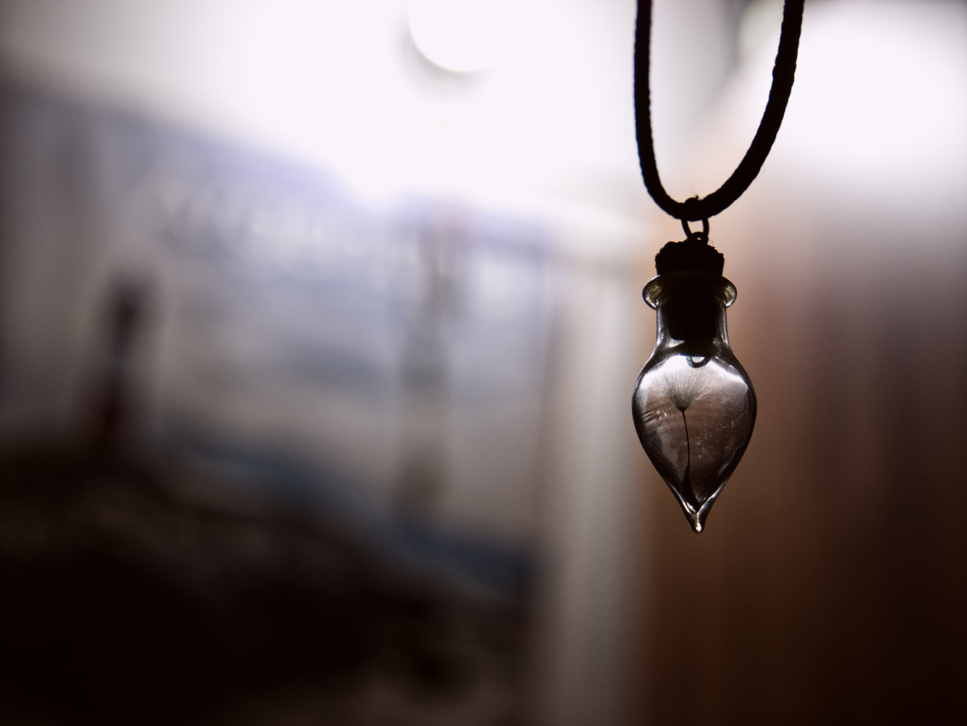 Dandelion petal inside a necklace